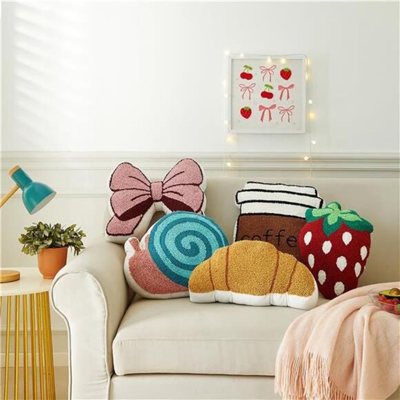 Coffee Cup Shaped Decorative Throw Pillow for Teens/Adults – 15" x 13" - Picture 6 of 6